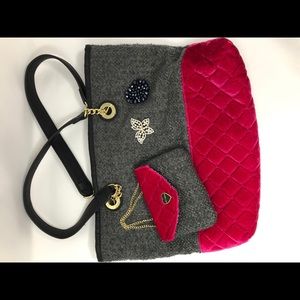 Betsy Johnson Handbag Gray/Raspberry Combo